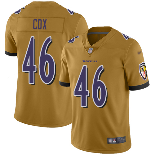 Baltimore Ravens Limited Gold Men Morgan Cox Jersey NFL Football 46 Inverted Legend